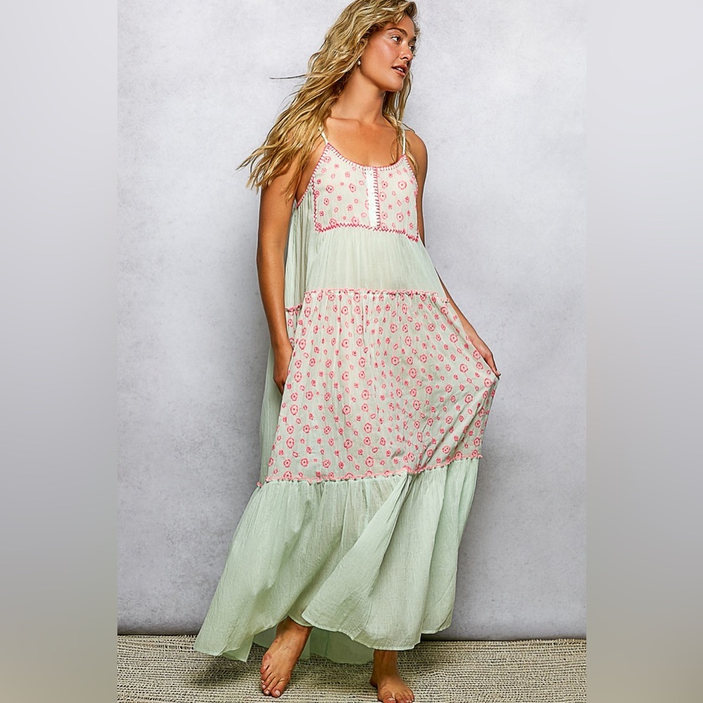POL “ Blush Meadow “ Maxi Dress | Pink & Lime